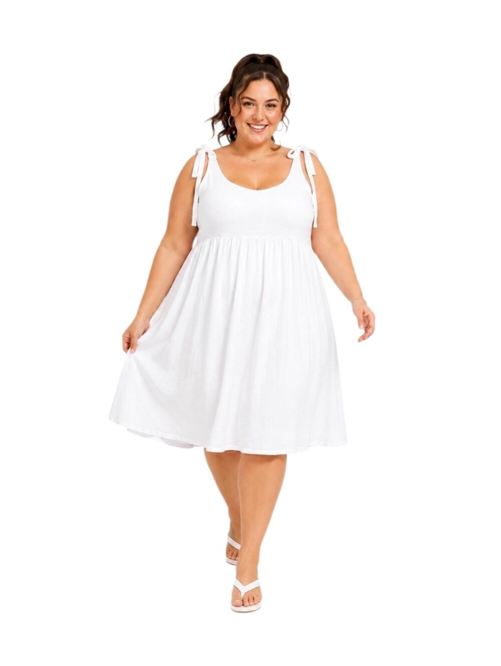 Torrid 4X White Cotton Slub Self-Tie Mini Beach Cover-Up Dress NWT